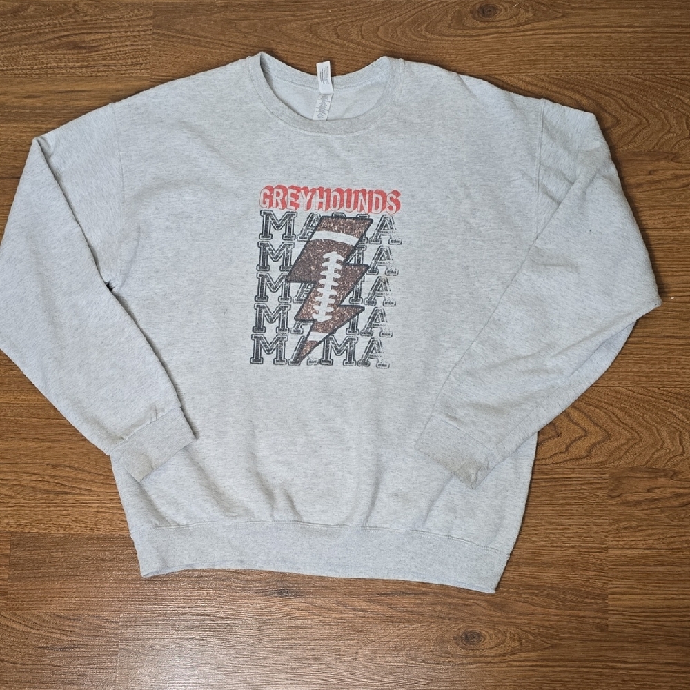 VTG GREYHOUNDS JERZEES Football Crewneck Sweatshirt Heather Grey L
